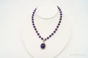 Vintage Amethyst Bead Sterling Silver Necklace