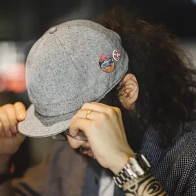 Vintage Gray Flip Hat for Men - Round Top Blended Short Brim Hat