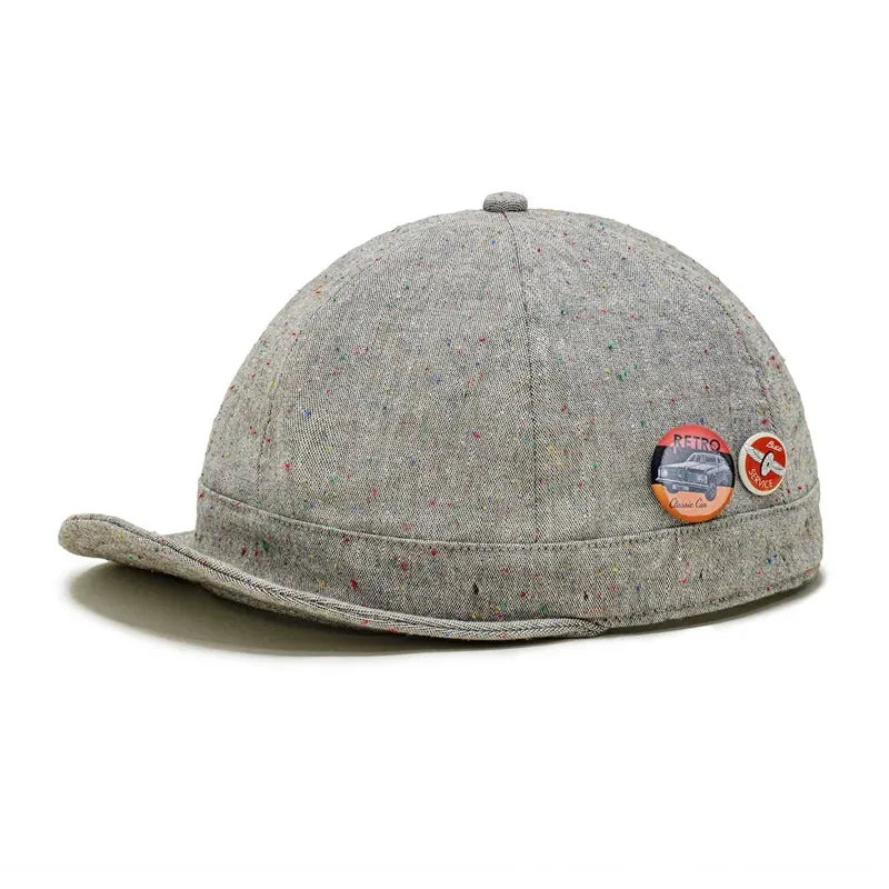 Vintage Gray Flip Hat for Men - Round Top Blended Short Brim Hat