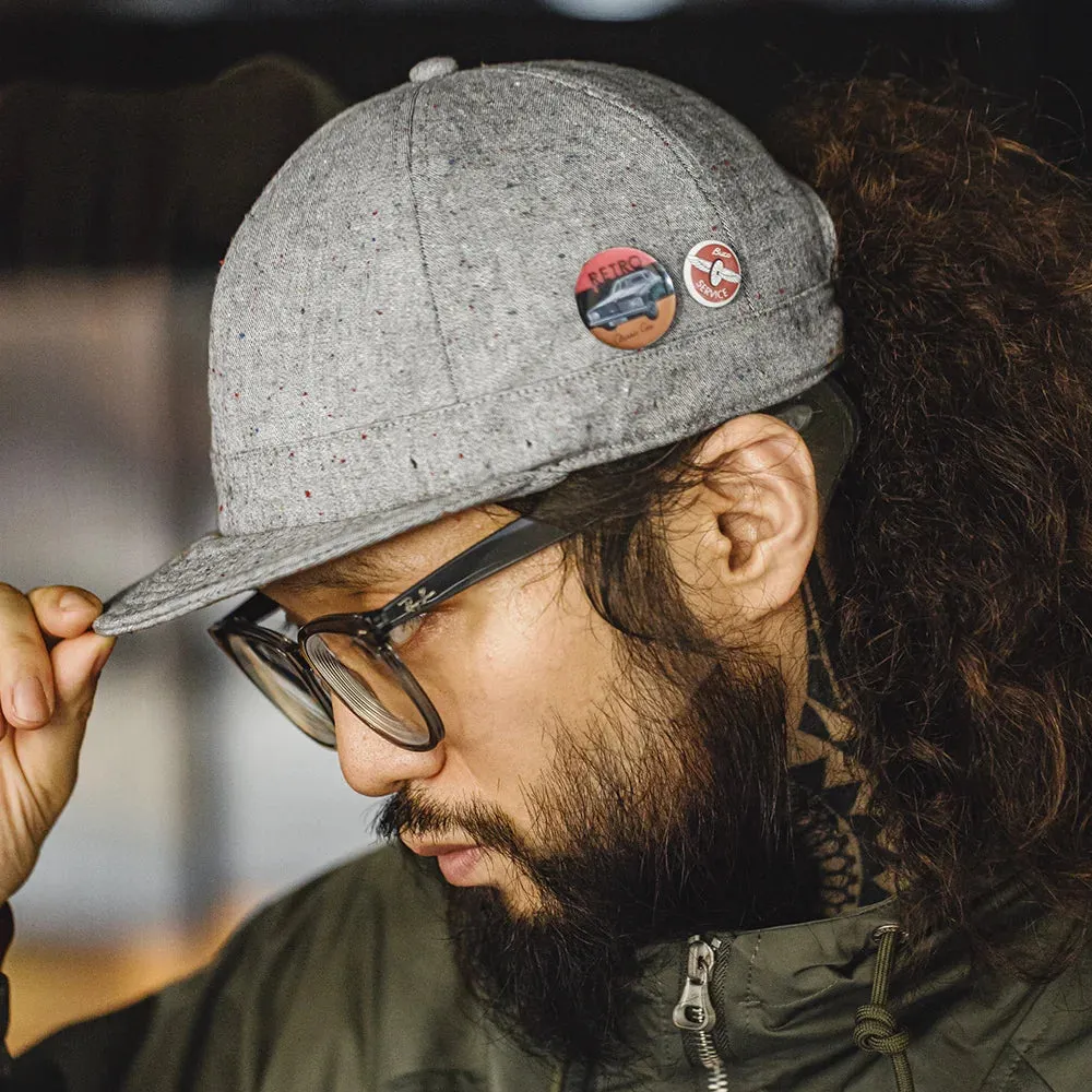 Vintage Gray Flip Hat for Men - Round Top Blended Short Brim Hat