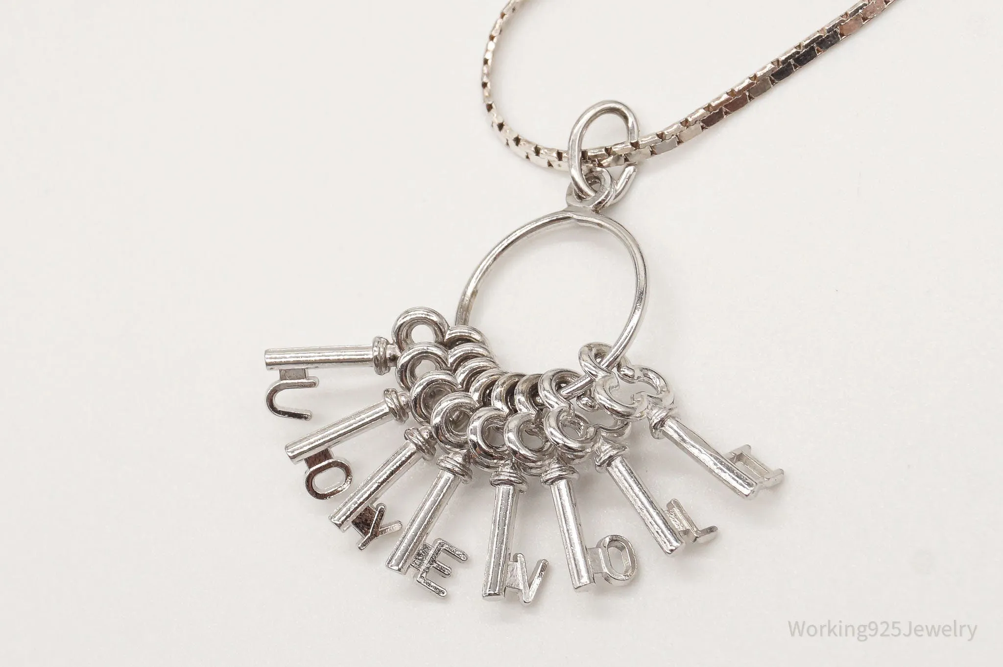 Vintage "I LOVE YOU" Key Charms Sterling Silver Necklace
