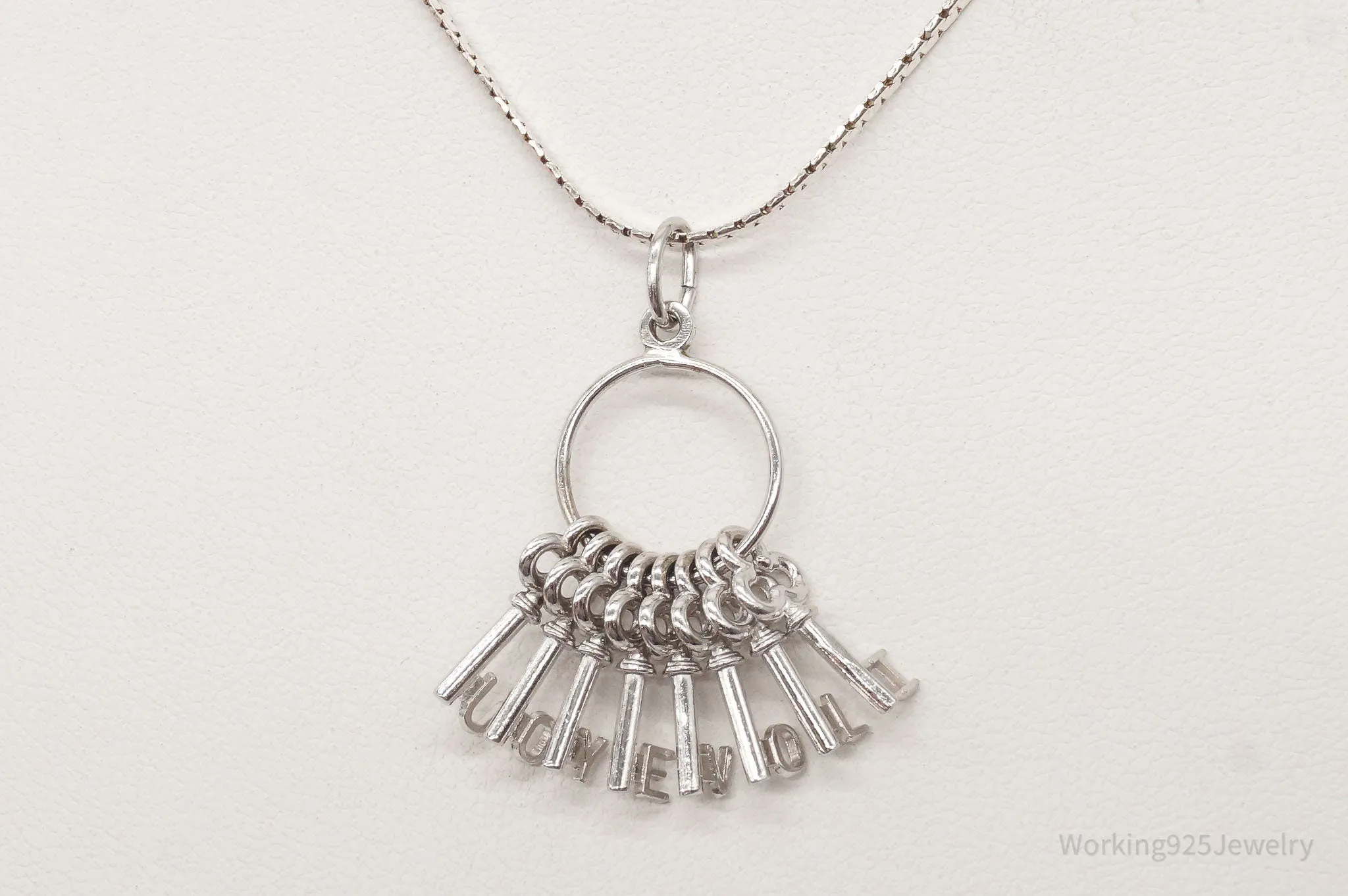 Vintage "I LOVE YOU" Key Charms Sterling Silver Necklace