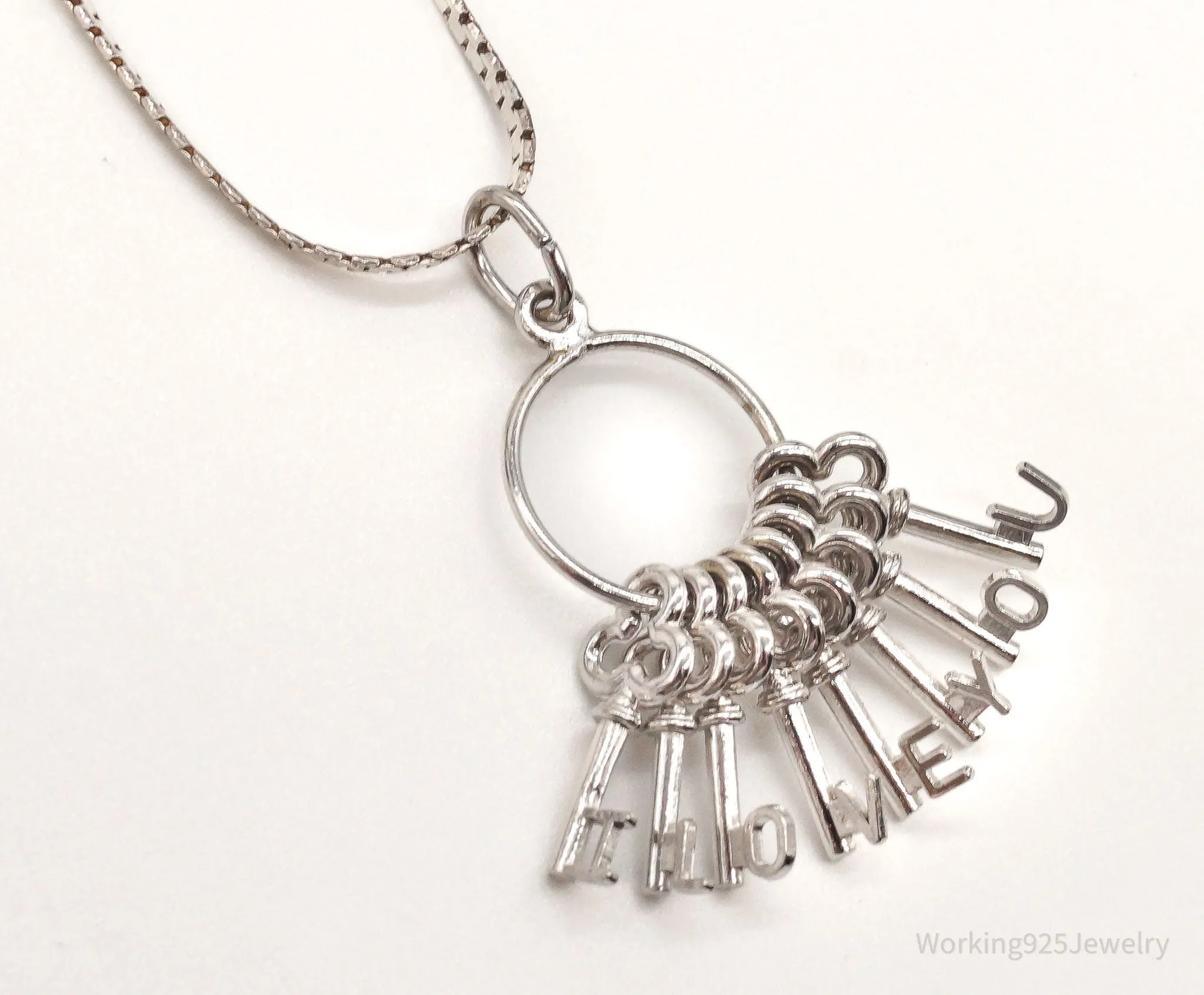 Vintage "I LOVE YOU" Key Charms Sterling Silver Necklace