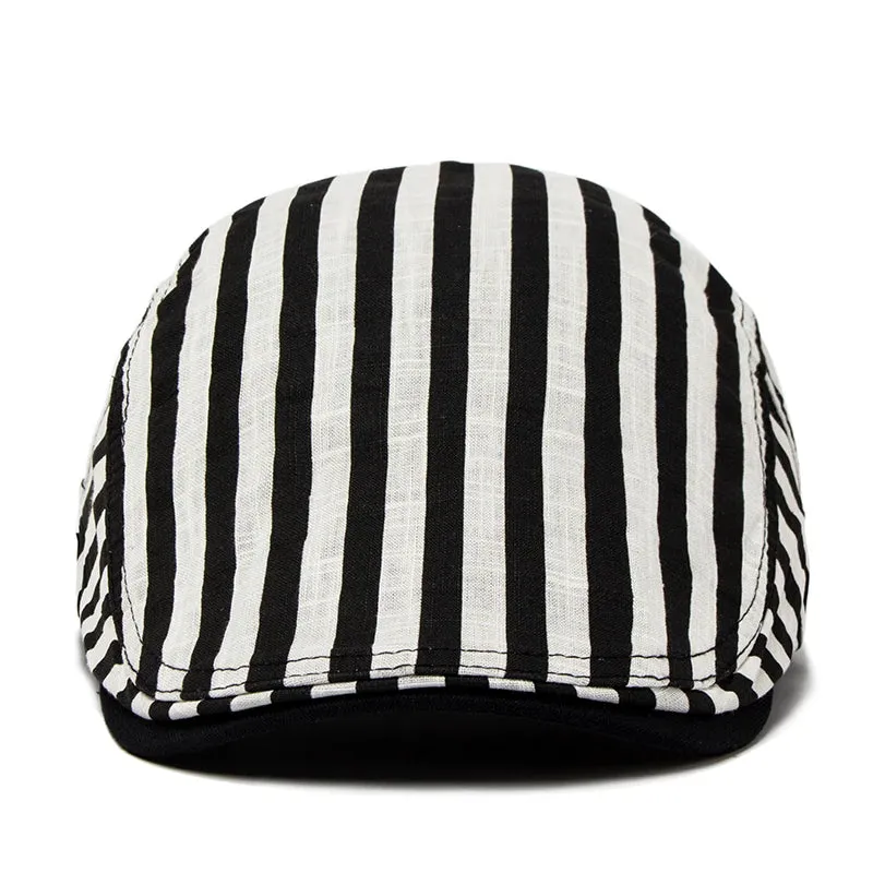 Vintage Stripes Plaid Cotton Visor Flat Cap