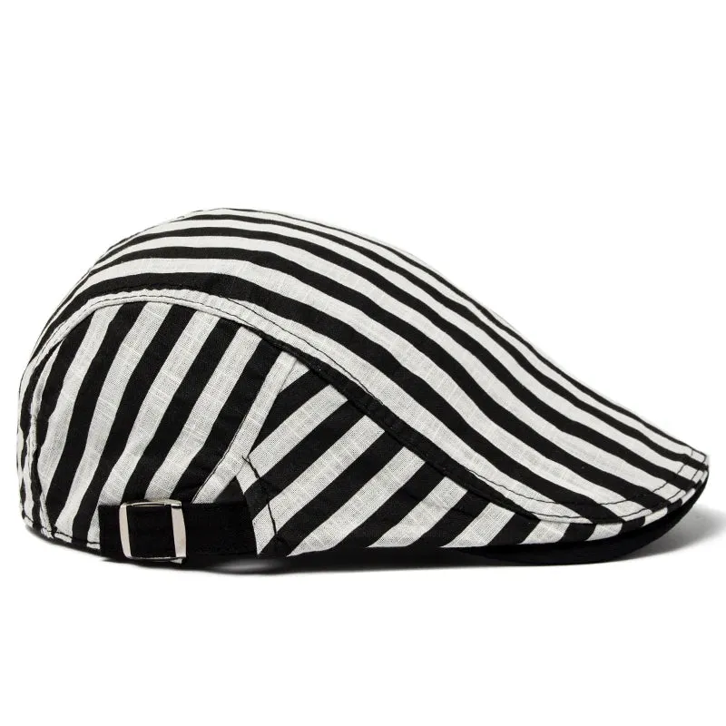 Vintage Stripes Plaid Cotton Visor Flat Cap