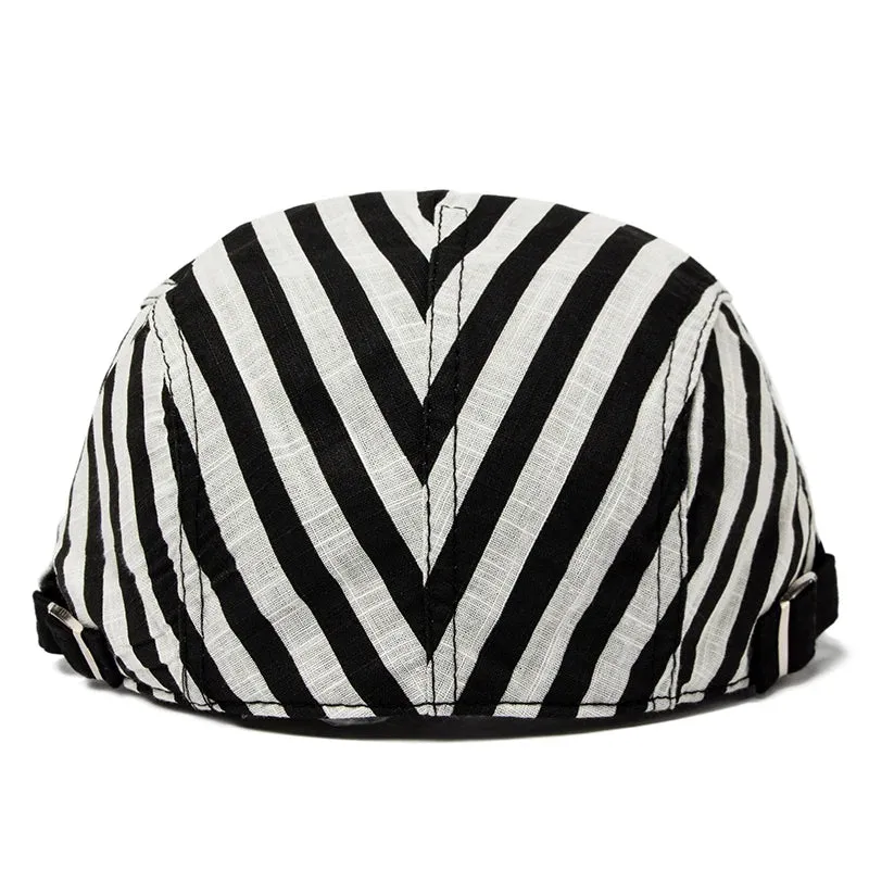 Vintage Stripes Plaid Cotton Visor Flat Cap