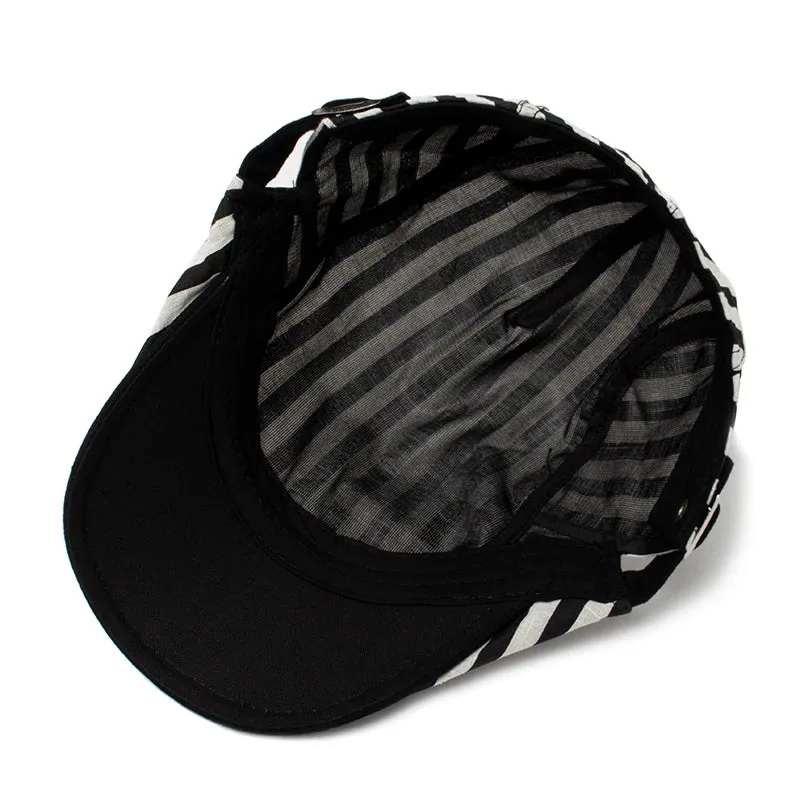 Vintage Stripes Plaid Cotton Visor Flat Cap