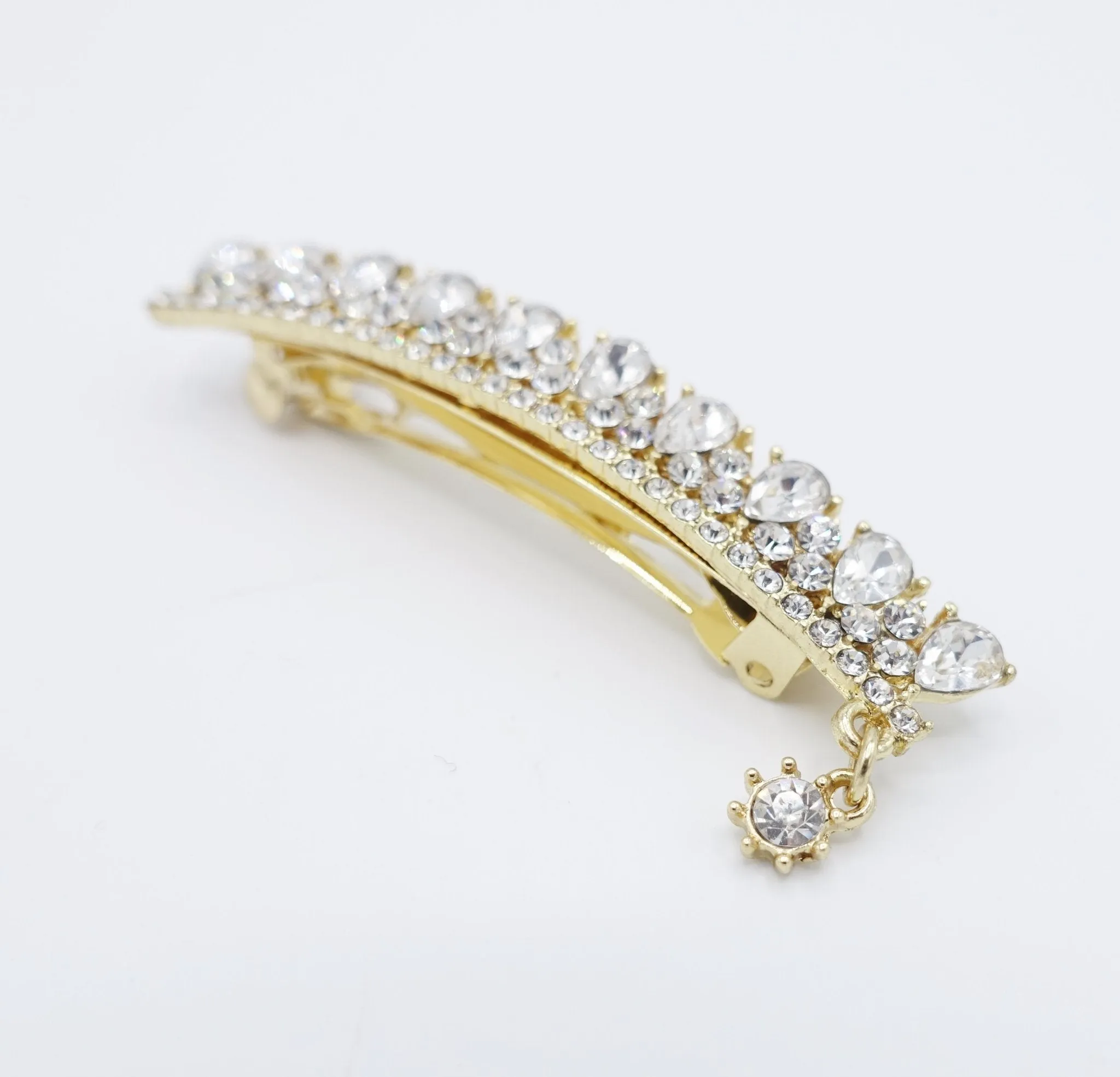 water drop rhinestone hair barrette crown motif half-up half down women hair accessory