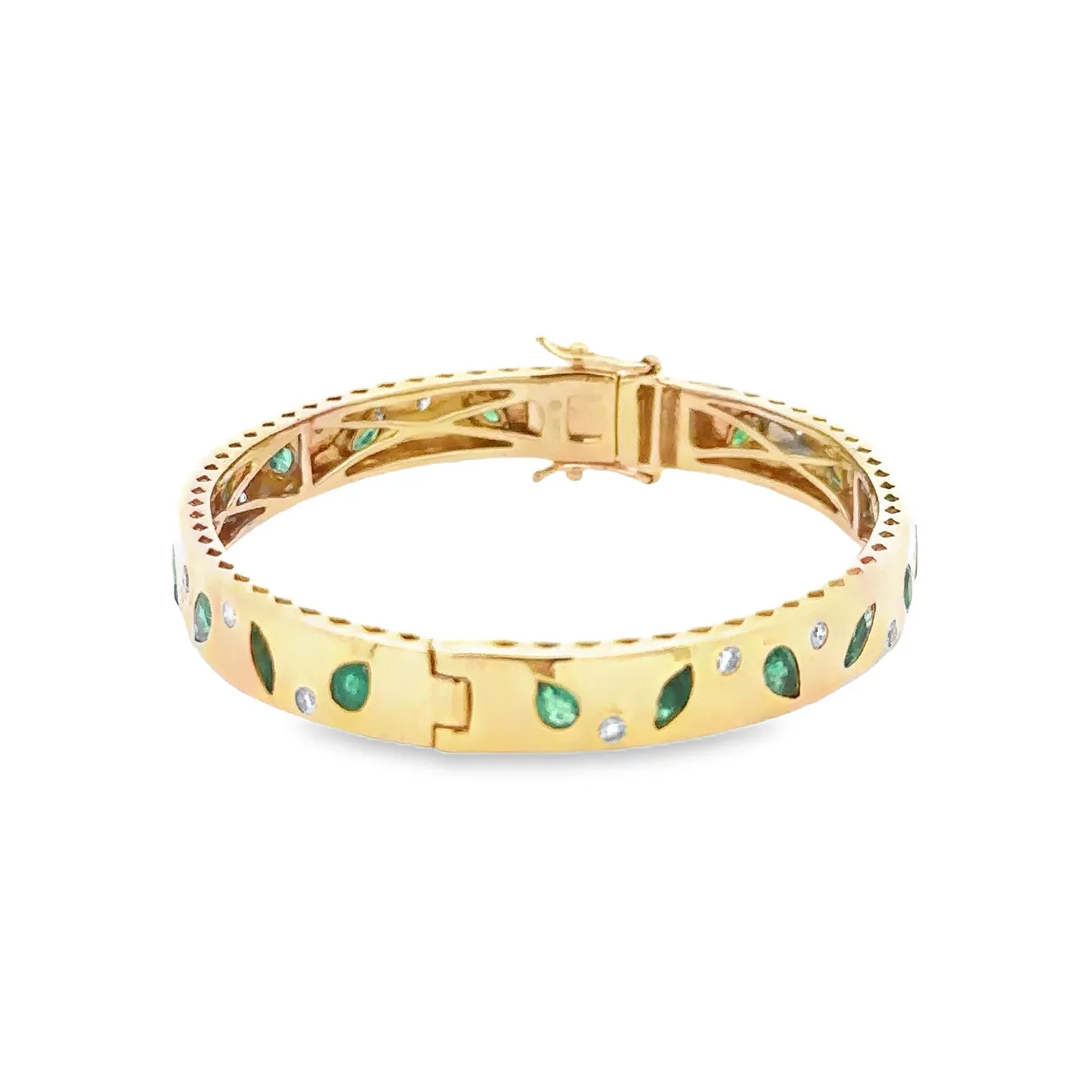 WD1638 14kt Gold Emerald and Green Diamond Bangle