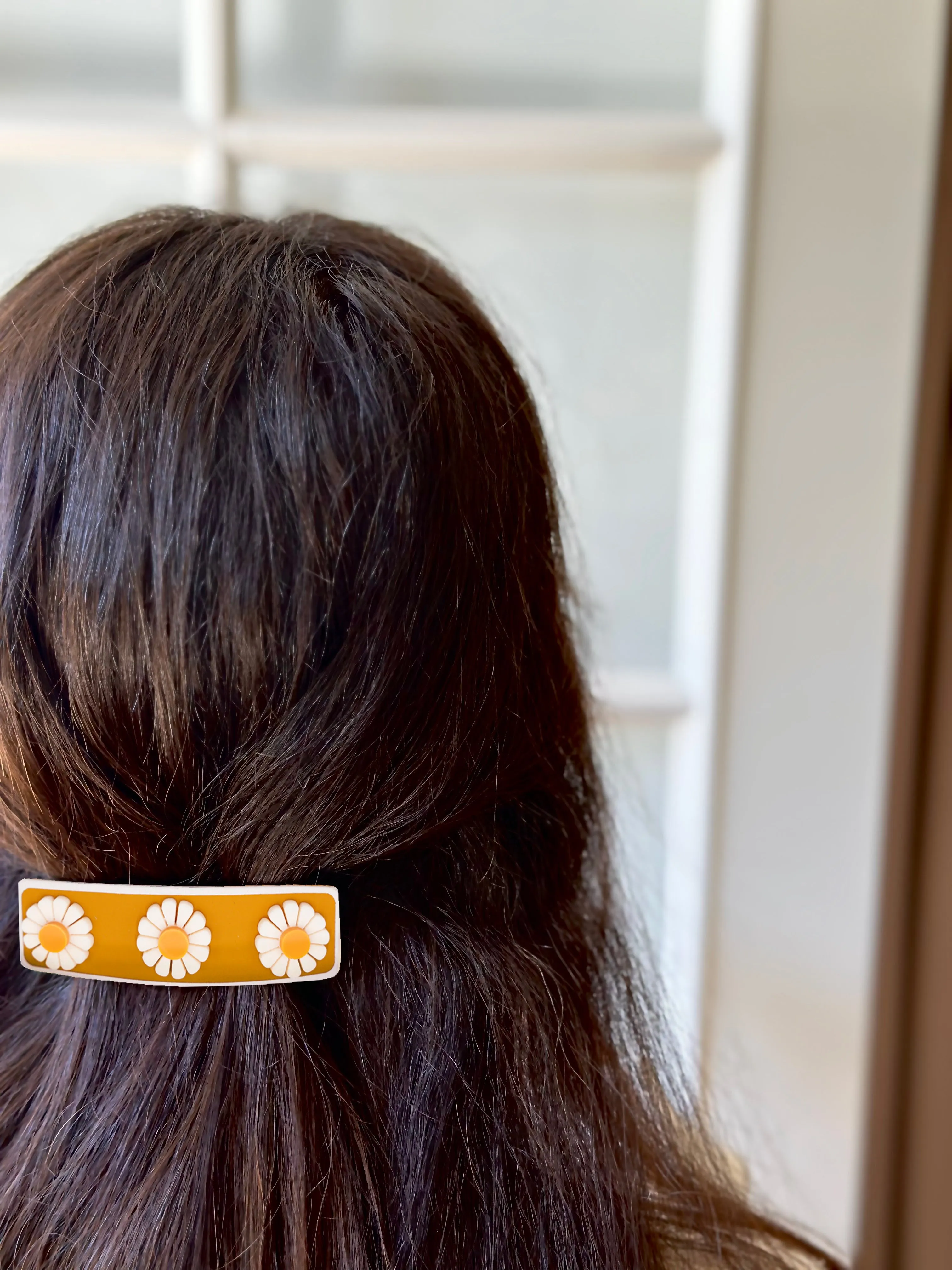Wide Bar Clip - Flower- Wheat