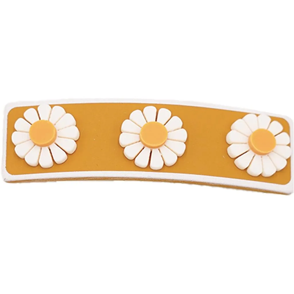 Wide Bar Clip - Flower- Wheat