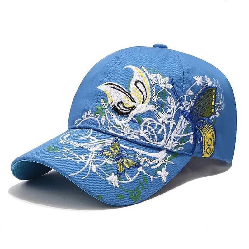 Women Butterflies Flower Embroidery Caps Women Girl Sun Hats Casual Snapback Caps Women Baseball Cap Winter Autumn