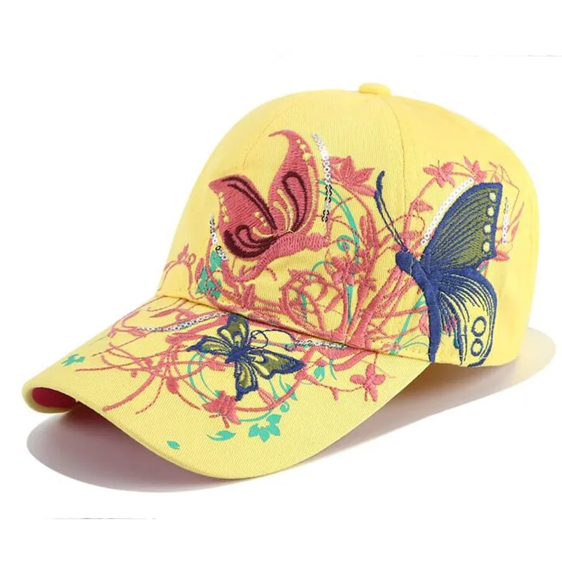 Women Butterflies Flower Embroidery Caps Women Girl Sun Hats Casual Snapback Caps Women Baseball Cap Winter Autumn