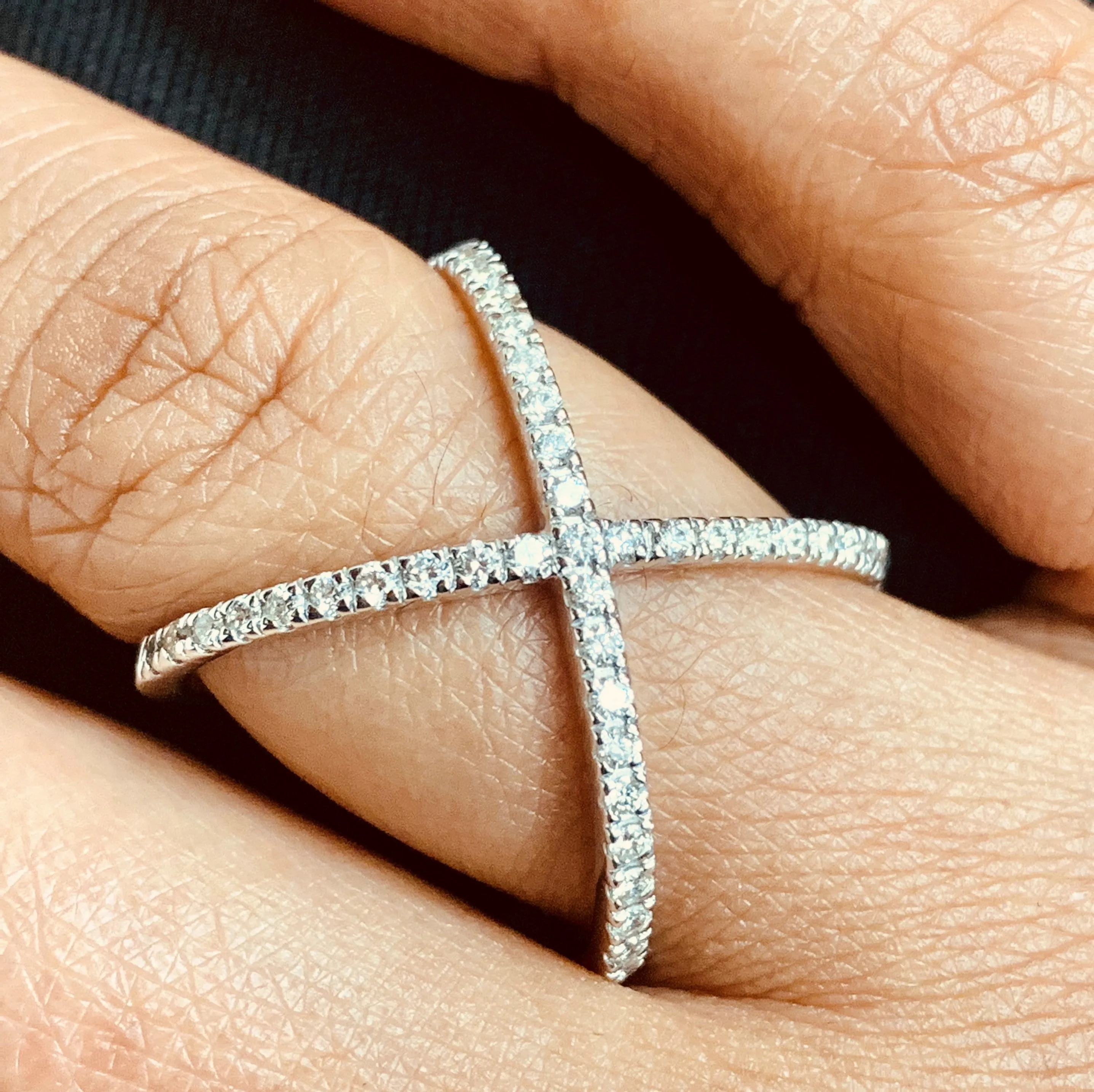 Xena Diamond Cross Ring (0.57 ct Diamonds) in White Gold
