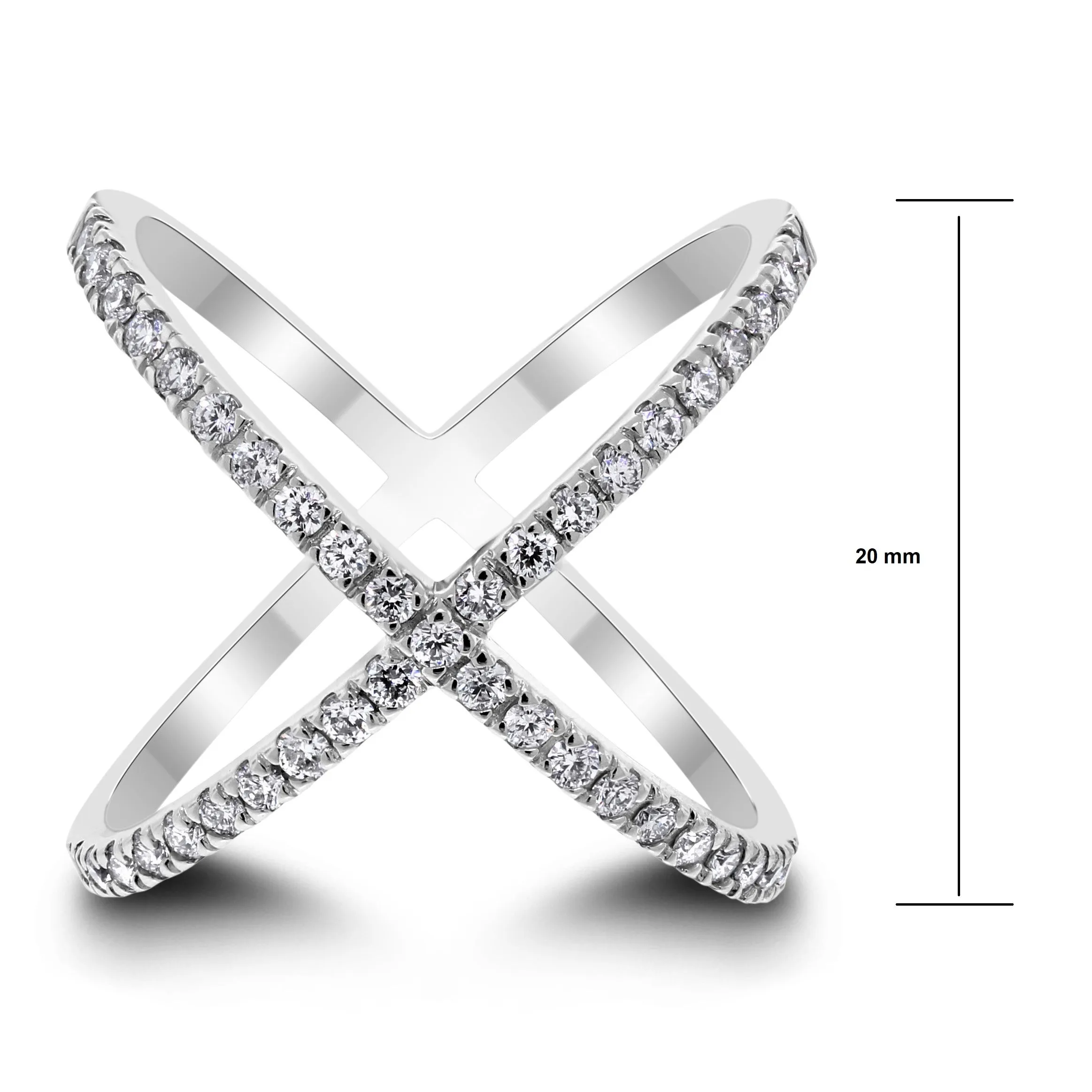Xena Diamond Cross Ring (0.57 ct Diamonds) in White Gold