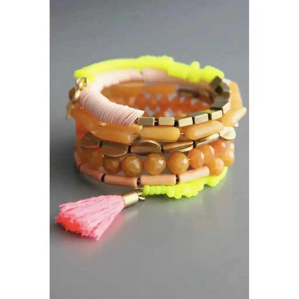 Yellow and Citrus Wrap Bracelet